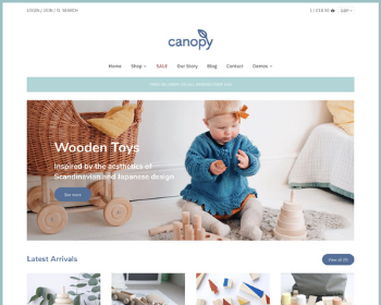 Shopify婴儿用品儿童玩具商城网站主题模板Canopy