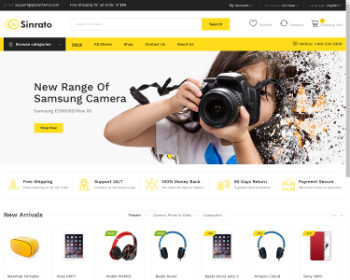 Magento2黄色响应式电子数码产品商城网站主题模板Sinrato